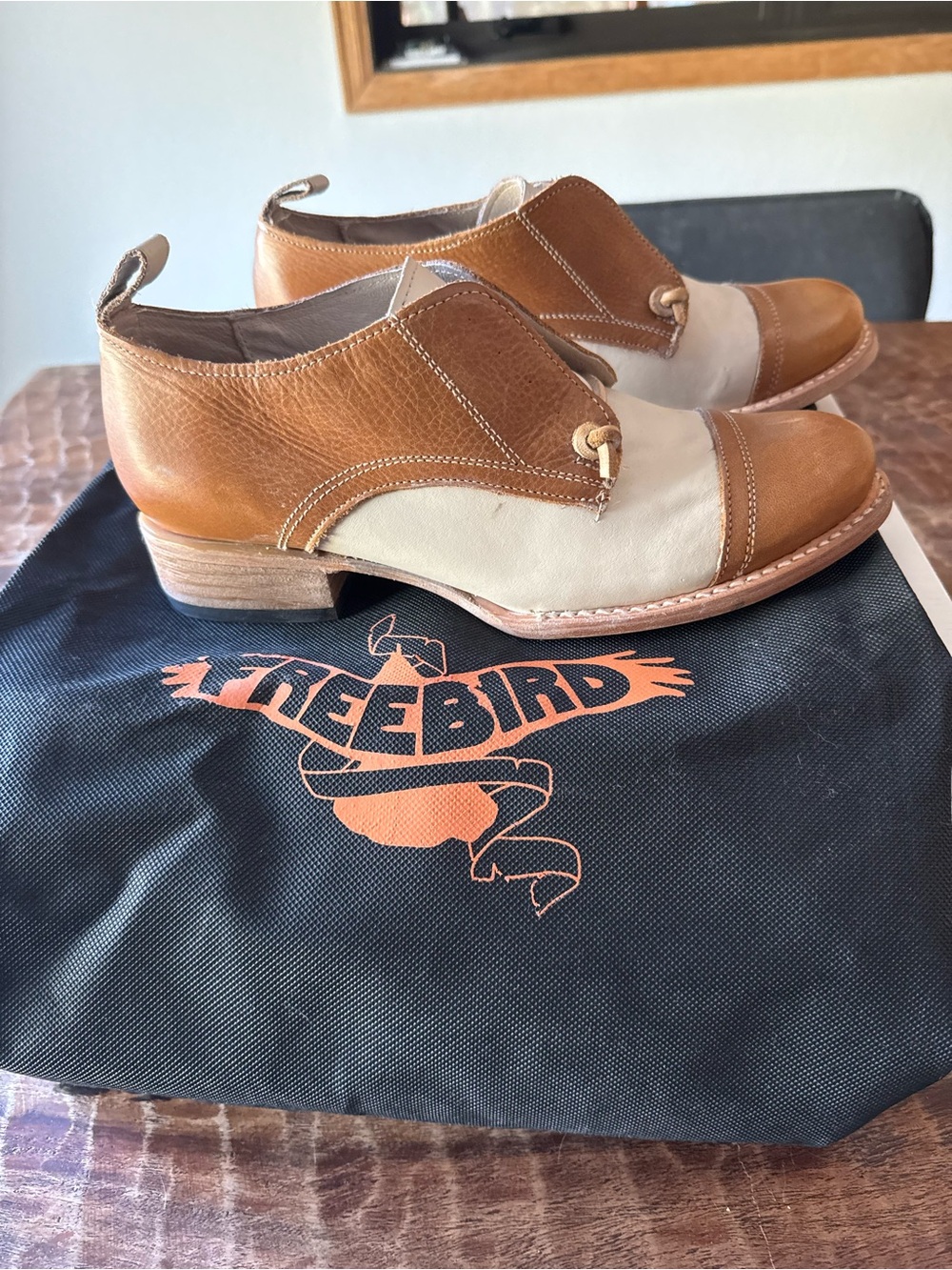 NEW - Freebird | Two-Tone Tan and Cream Leather Derby-Oxford